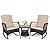 LEVELEVE 3 pcs Rocking Bistro Set Conversation Chairs PE Wicker Outdoor Rocking Chairs & Glass Table,for Porch Lawn Garden Backyard Deck(Rocking Set,Khaki)