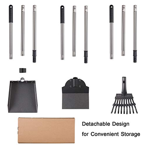 Yangbaga Hundekotschaufel aus Metall, 2 Rechen mit Verstellbarer Länge, 84 cm Langer Griff für große mittlere kleine Hunde