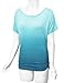 WT990 Womens Round Neck Short Sleeve Dip-Dye Dolman Top XXL Aqua
