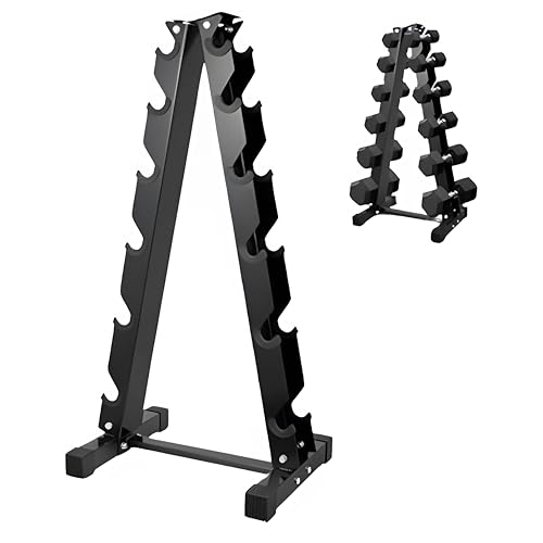 FROOBY 6 Tier Dumbbell Rack Heavy Duty Steel Weight Stand Tree Vertical Dumbbell Rack 200KG Capacity Storage Holder A-Frame Hex Wide Dumbbell Organiser Home Gym Space-Saving Fitness Weight Storage