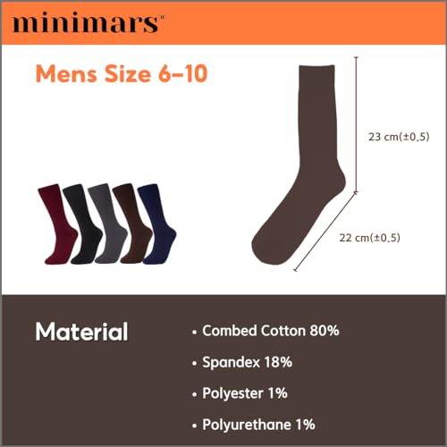 Men’s Standard Colorful Ribbed Crew Socks, Lightweight Thin, Soft Cotton, Ultra Stretch (5 Pairs, Size 6-10)4