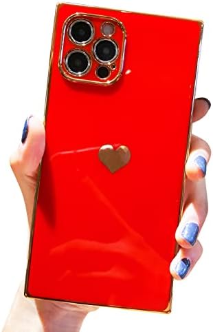 Tzomsze Compatible with iPhone 13 Pro Max Case Square, Cute Luxury Full Camera Lens Protection & Reinforced Corners Shockproof Electroplate Edge Bumper TPU Silicone Case [6.7 inches] -Candy Dark Green