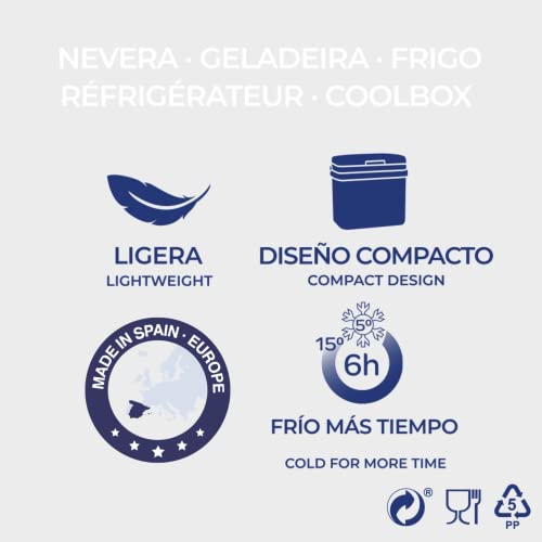 Miniatura 5 de Krown - Nevera Portátil Térmica, Azul Y Blanco, Polipropileno, Ideal Para Actividades Al Aire Libre En El Jardín, Camping, Barbacoas, Picnic, Playa, Capacidad 10 L.