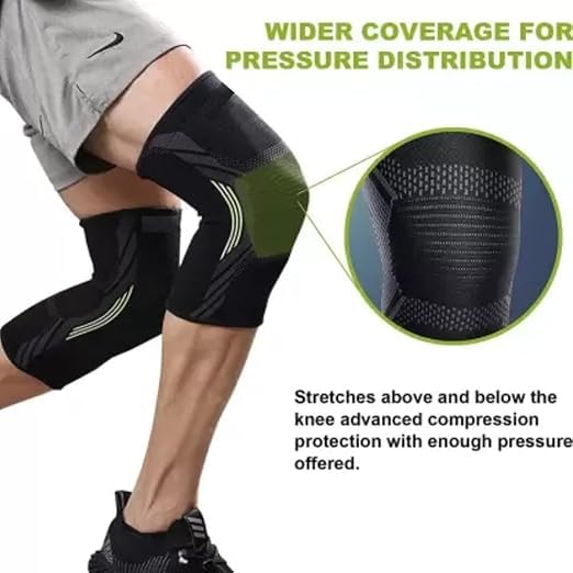 Mithlas 3D Knee Sleeve Guard Stretchable Knee Cap Support For Pain Relief, Knee Injury, Braces for Walking, Running, Gym, Workout, Weightlifting Uses For Men & Women (Free Size) 2
