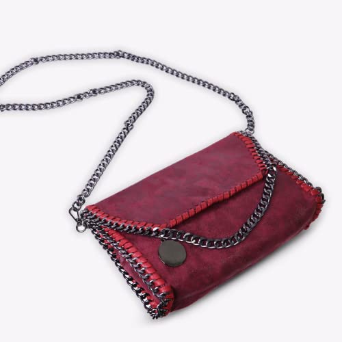 Mersi Alicia Crossbody Purse - Stunning Vegan Leather Purse With An Adjustable Chain Shoulder Strap For Versatility - Elevate Your Style With This Chic Companion, Perfect For Any Occasion - Burgundy #TOP1