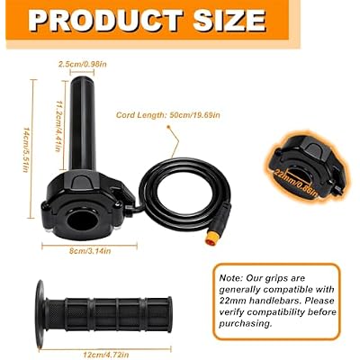 Ebike Full Twist Throttle, 3 Pin Surron Style Ebike Throttle Kit 12V-72V, Waterproof Quick Twist Throttle for Macfox X1 HappyRun Freego Heybike Electric Bike Dirt Bike Scooter