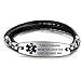 JF.JEWELRY Stainless Steel Tags Medical Alert ID Bracelet for Women with 3 Layers Leather Band,Black