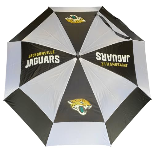 Team Golf NFL Jacksonville Jaguars Golf Umbrella 62" Golf Umbrella with Protective Sheath, Double Canopy Wind Protection Design, Auto Open Button