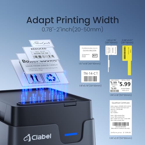 CLABEL Desk Bluetooth Barcode Label Printer: 221D Label Maker with Direct Thermal Printing, 2 Inch Print Width for Barcodes Address Office Warehouse with 1 Roll Label by CLABEL - Image 3
