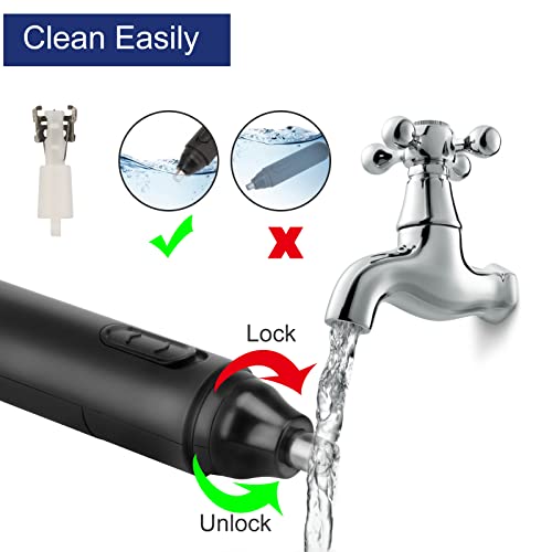 Nose Hair Trimmer, Professional Painless Nose And Ear Hair Trimmer For Women Men Waterproof Stainless Steel Head Dual Edge Blades Nose Hair Remover Mute Efficient Battery-Operated Easy Cleansing #TOP3