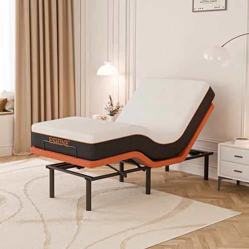 ESHINE Adjustable Bed Frame + 10 Inch Gel Memory Foam Mattress Twin XL Adjustable Bed Bluetooth APP...