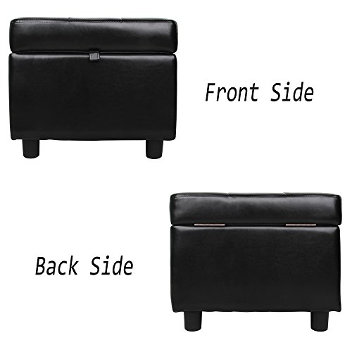 H&B Luxuries Tufted Leather Square Flip Top Storage Ottoman Cube Foot Rest (Black) by H&B Luxuries - Image 9