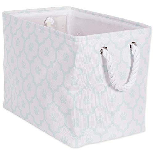 Bone Dry Paw Print Collapsible Polyester Pet Storage Bin, Round Small - 12 x 12 x 9", Lattice Aqua
