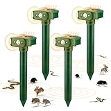 RAYGARD 4 Pezzi Dissuasori per Topi, 20㎡ Nuovo Vibrazione Repellente Solare per Talpe con luce LED, IP45 Impermeabile Dissuasore Animali Giardino per Topi Martore Conigli Serpenti