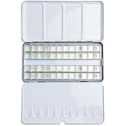 FCLUB Watercolor Palette, 48 Wells and 3 Mixing Areas - Empty Half Pans Watercolor Palette with Lid, Folding Paint Tray