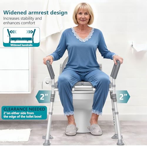 Toilet Seat Riser for Seniors,Heavy Duty Raised Toilet Seat with Handles,Adjustable Width and Height,Elevated Toilet Chair for Elderly,Handicap, Pregnant,Fit Most Toilet,450 LBS by Eldcura - Image 6
