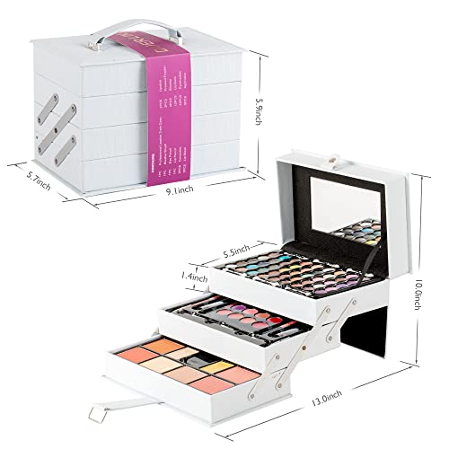 DUER LIKA Mixed Beauty Makeup Kits Cosmetic Case Set Eyeshadow Palette Blushes Lip Makeup Jewellery Box (WHITE) - Thumbnail 3