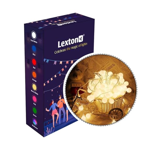 Image of Lexton Decorative 14 Ball LED Serial String Light | 4 Meter Long, 14 LED, Plug Sourced | Best for Christmas, New Year, Diwali Light (Pack of 1, Warm White)