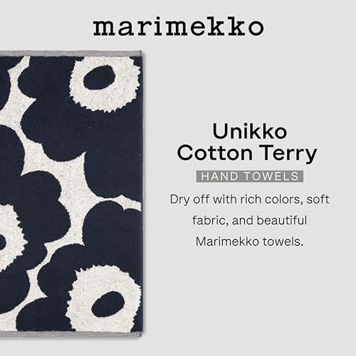 MARIMEKKO Unikko Terry Cotton Hand Towel (Dark Blue) – Floral Patterned Hand Towels – 28 in x 20 in by MARIMEKKO - Used condition - US$27.18