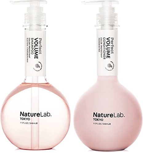 NatureLab Perfect Hair Volume Shampoo and Conditioner Set - Promotes Visibly Thicker Fuller Hair - Apple Stem Cells, Rice, Soy + Sakura - Sulfate-Free Volumizing Hair Products (11.5 fl oz/340 ml)