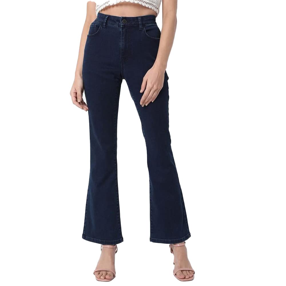VERO MODA Women’s Bootcut Mid Rise Jeans – Wide Leg Bell Bottom Denim Pants for Stylish Comfort