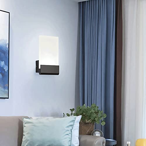 Aplique de pared de aluminio negro con panel acrílico LED de 6W y diseño rectangular interior 4