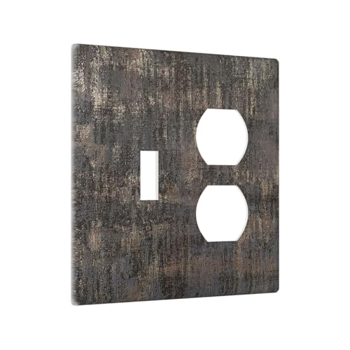 Placa de interruptor dúplex resistente y decorativa con diseño madera vintage gris marrón 3