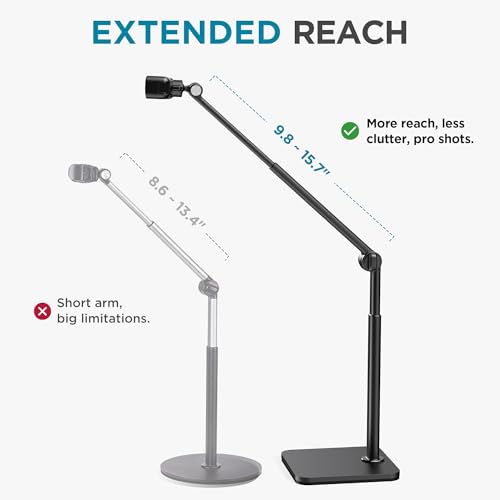InnoGear Overhead Phone Mount, Heavy Duty Aluminum Phone Stand Tabletop Cooking Tripod for Desk Flexible Cell Phone Holder for Live Streaming, Meeting, Cooking, Recording