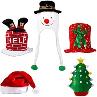 THE TWIDDLERS - 5 Christmas Novelty Party Hats Assorted Festive Xmas Designs Funny Fancy Headwear Costume for Kids and Adults Photo Props Party Accessories