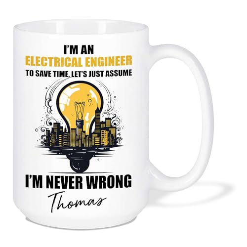 LASNECK Customized Electrical Engineer Cup With Name, Personalized New Engineer Coffee Mug, Electrical Engineer Appreciation Mug, I'm Never Wrong Cup, Graduation Mug Gifts For Engineer