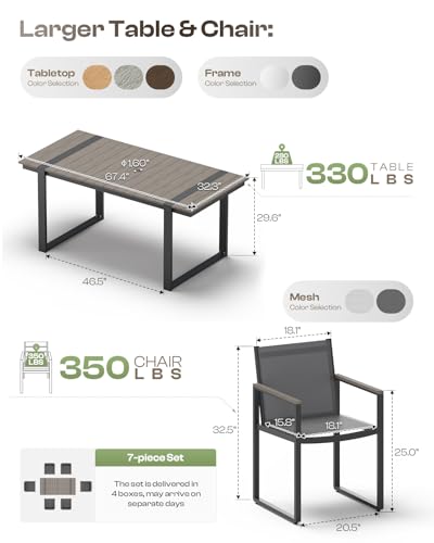 Image of Outdoor Dining Chairs Set of 2, Aluminum Patio Dining Chairs | Textilene Mesh Chairs, Size: 20.5 inchL*15.8 inchW*32.5 inchH