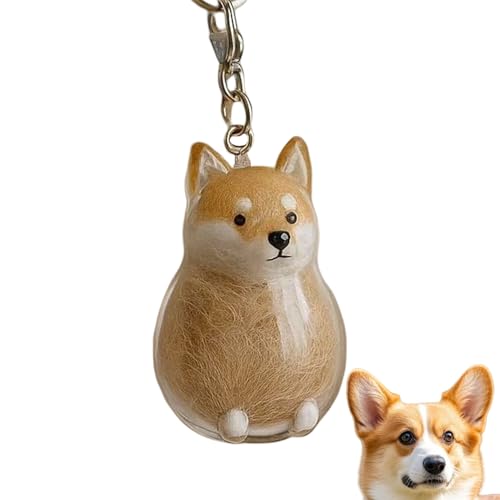 Dog Hair Collector Keychain Charm Memorial Storage Box, Dog Shape Pet Hair Memorial Bottle, DIY Pet Furs Collection Capsules, Pet Hair Ashes Keepsake (Corgi)