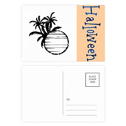 Cartes postales d'Halloween avec motif de cocotier noir, lot de 20 au design épuré
