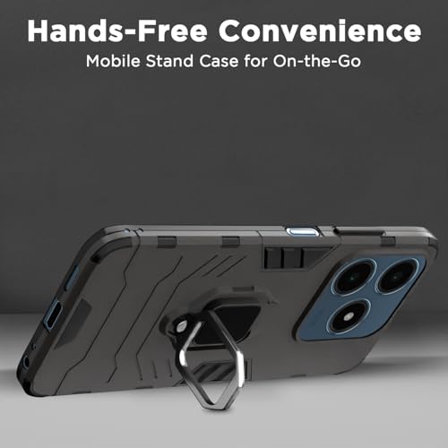 Image of Pikkme Back Cover for Realme C63 4G | 360 Protection | Ring Holder | Kickstand | Tough Armor Case (Black)