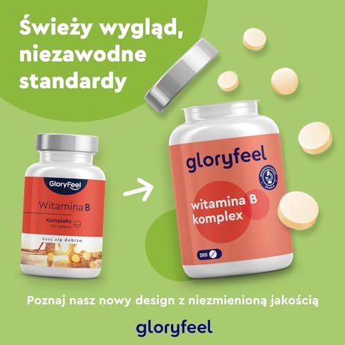 Vitamin B Komplex Forte - 200 wegańskich tabletek (7 miesięcy) - Kompleks 8 witamin B1, B2, B3, B5, B6, B7, B9, B12 w 1 tabletce - Przetestowane w laboratorium, bez dodatków, wyprodukowane w DE