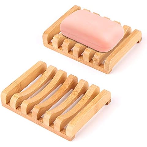Thinkcase Seifenschale Holz Dusche , Seifenablage Handarbeit Seifenhalter Halter Bad Waschbecken Deck Seifenhalterung, Natürliche Bambus Seifenkiste Seifen Box Cover