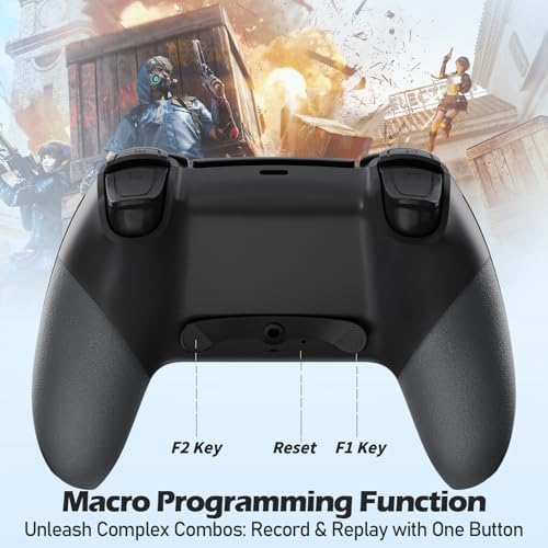 CHEREEKI Wireless Controller for PS4 with 2 Macro Buttons, Motion Sensors, Dual Vibration, Built-in Speaker and Turbo Function, Gamepad Joystick for PS-4, Compatible with PS-4, Slim, Pro - 1