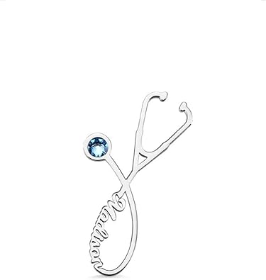 LONAGO Personalized Stethoscope Brooch Name Brooch Pins Custom Any Name Plate Initial Doctor Nurse Clothes Brooch