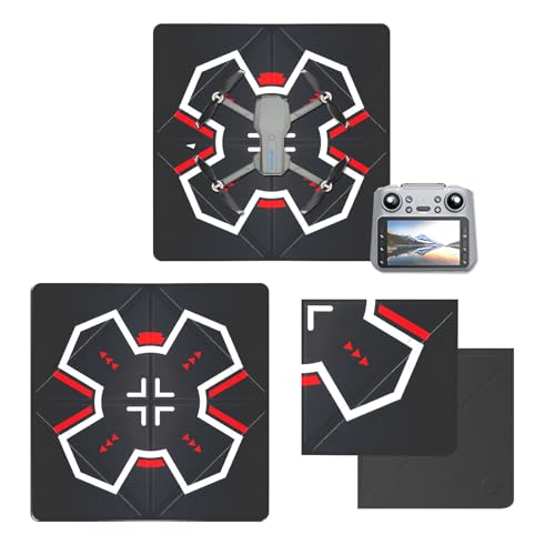 Universal Drone Landing Pad - Fast-Foldable, Portable, Weighted for Wind Resistance | Waterproof Landing Pad Compatible with DJI Mini 4k/3/5 Pro, Mavic 4, Air 3s, Neo, and Flip (black) by mcokoe - Used condition - US$13.87
