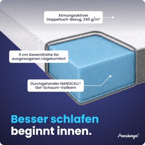 Arensberger LINA Gelschaummatratze 100x200cm H3 11cm Nanocell Gel-Schaum – Ansicht 3