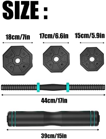Adjustable Dumbbell Kettlebell 20KG weight Set, 6 in 1 Barbell Weights Dumbbells with Connecting Rod 30KG, Fitness Equipment Weightlifting Sets Push-ups, Free Weights for Home Gym Training,UK Delivery