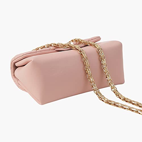 Crossbody Bags For Women Small Quilted Faux Leather Cute Cross Body Bag Purses For Women Designer Shoulder Bag Trendy Women's Crossbody Handbags Fashion Light Weight Chain Strap Purse Pink #TOP5