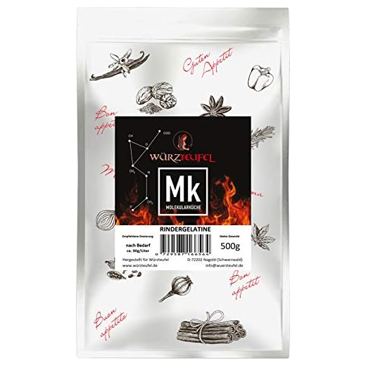 Rindergelatine, Gelatine 220 Bloom, reines Aspik. Aspikpulver, Kaltlöslich, Spitzenqualität aus der Schweiz. Beutel 500g.