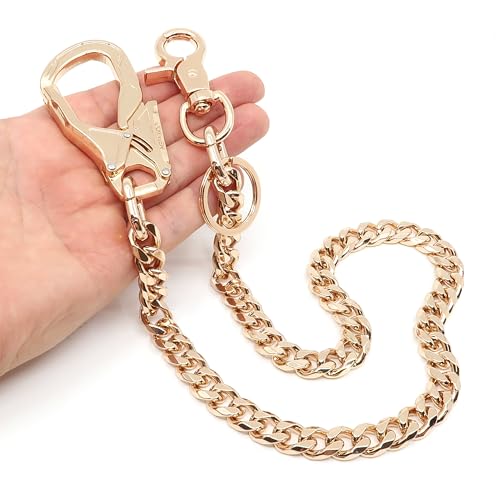 newtro Carabiner Wallet Chain with Double Locking Clip Clasp Hook for Men Women for Car Keychain Organizer Key Ring Holder (Type B - Gold)