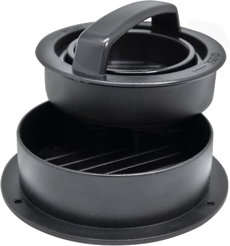 NERTHUS FIH 1460 Prensa para hamburguesas BPA Free, compacta y apilable, con base y prensa en dos tamaños, ideal para hamburguesas caseras y rellenas