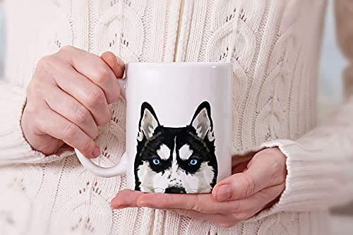 Mugbrew Black Siberian Husky Dog Ceramic Coffee Mug Tea Cup, 11 Oz #TOP6
