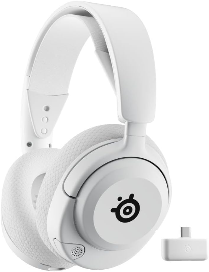 SteelSeries Arctis Nova 5 Wireless - Gaming Headset for PC, PS5, PS4, Switch, Mobile - White - 100+ Audio Presets - Neodymium Magnetic Drivers - 60H Battery - 2.4GHz or BT - ClearCast Gen2.X Mic