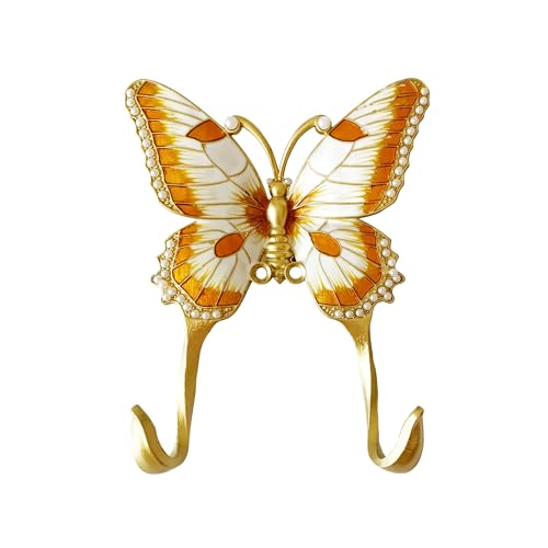 Pasiir 1 Pack Decorative Wall Hook, Vintage Butterfly Shaped Metal Wall Hook for Hanging Coats Clothes Keys Hats Towels