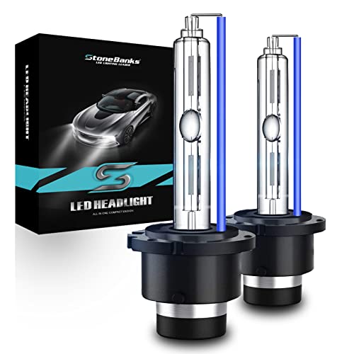 D2S HID Xenon Bulbs, 35W 8000K Ice Blue D2R D2C HID Xenon Bulbs for High Low Beam Headlights 66240 85122UB 66040 Replacement Bulbs for 12V Cars, Pack of 2