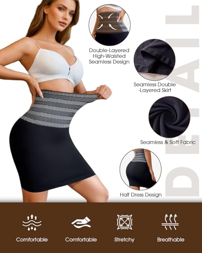 Image of Lingerie Slips for Women Compression Dress Black Slip Skirt for Women Women's Shapewear Slips Ladies Slip